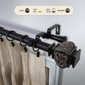 Kd Encimera 1 in. Harrison Double Curtain Rod with 28 to 48 in. Extension, Black KD3736820